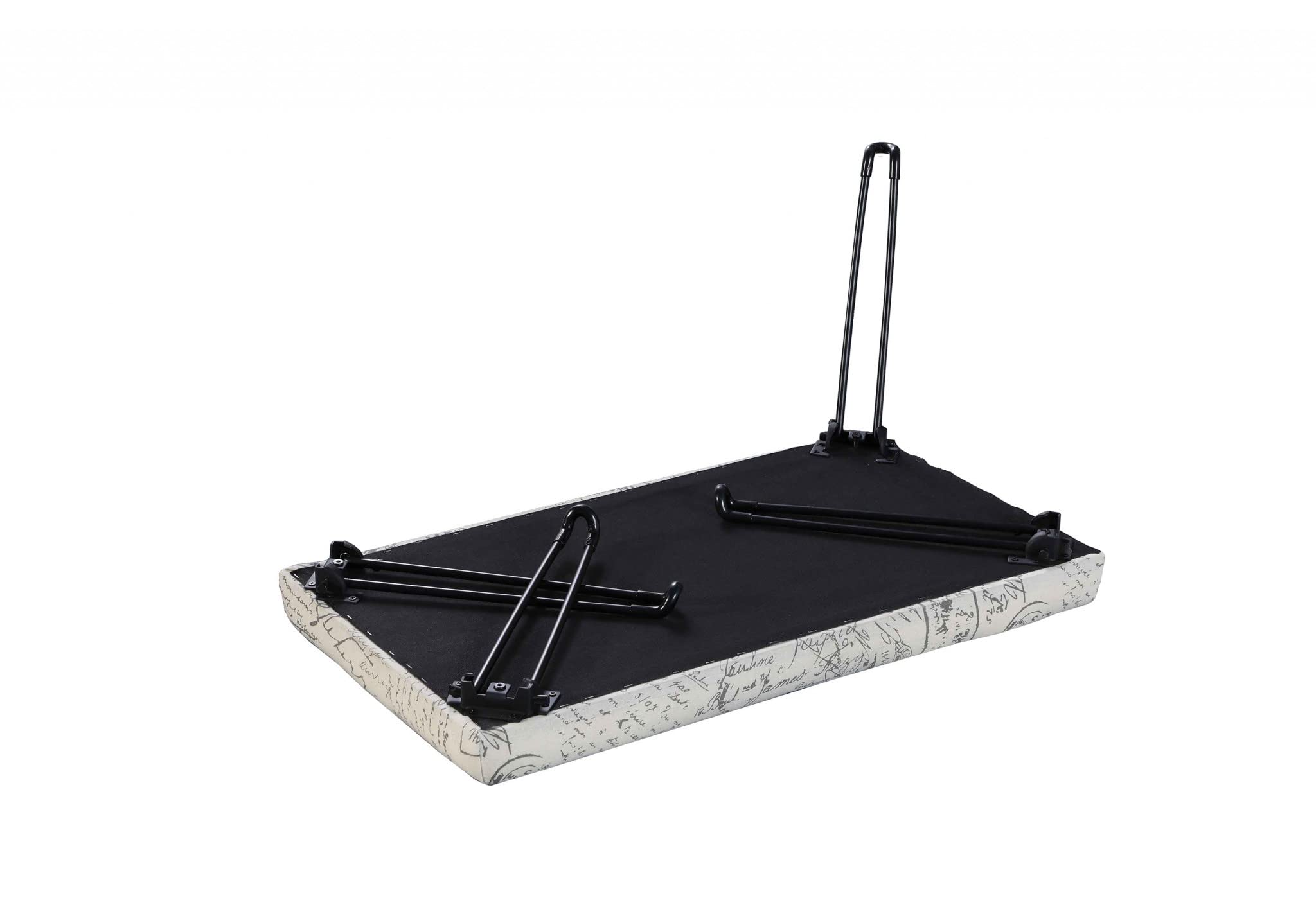 HomeRoots Ivory Polyresin 31' Black and White Postcard Microfiber Folding Bench