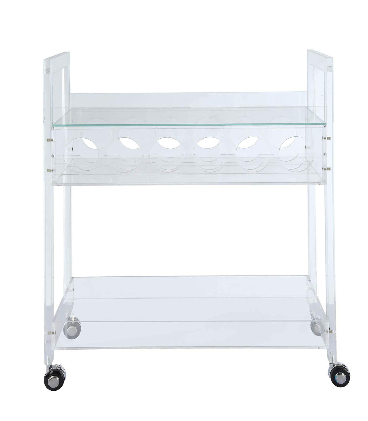 Homeroots Glass, Acrylic, Caster 31' X 16' X 31' Clear Acrylic And Clear Glass Serving Cart