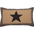 Vhc Brands Check Star Cotton Primitive Bedding Hand Quilted Appliqued King Sham, Raven Black