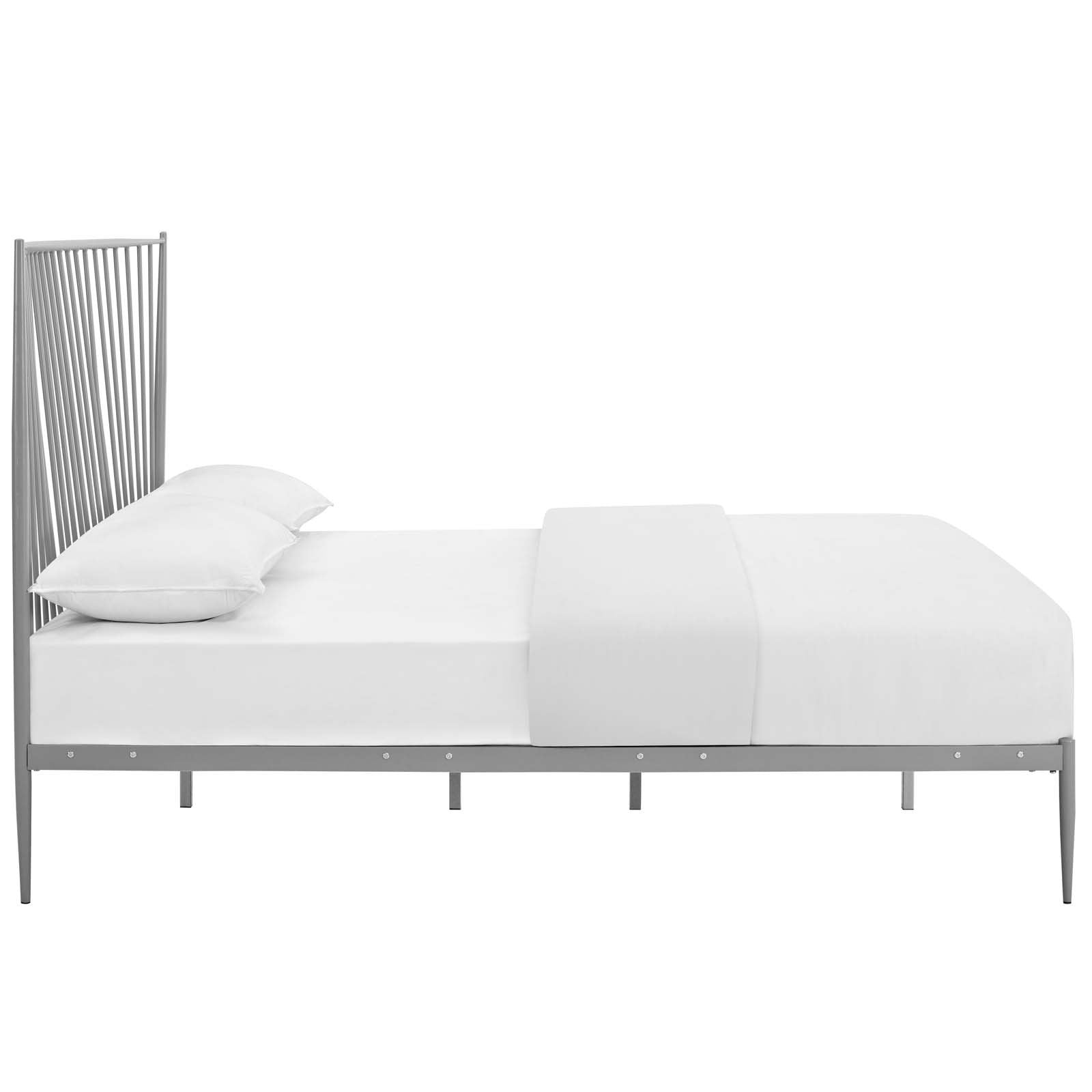 Modway Annika Powder-Coated Steel Queen Size Platform Bed In Gray