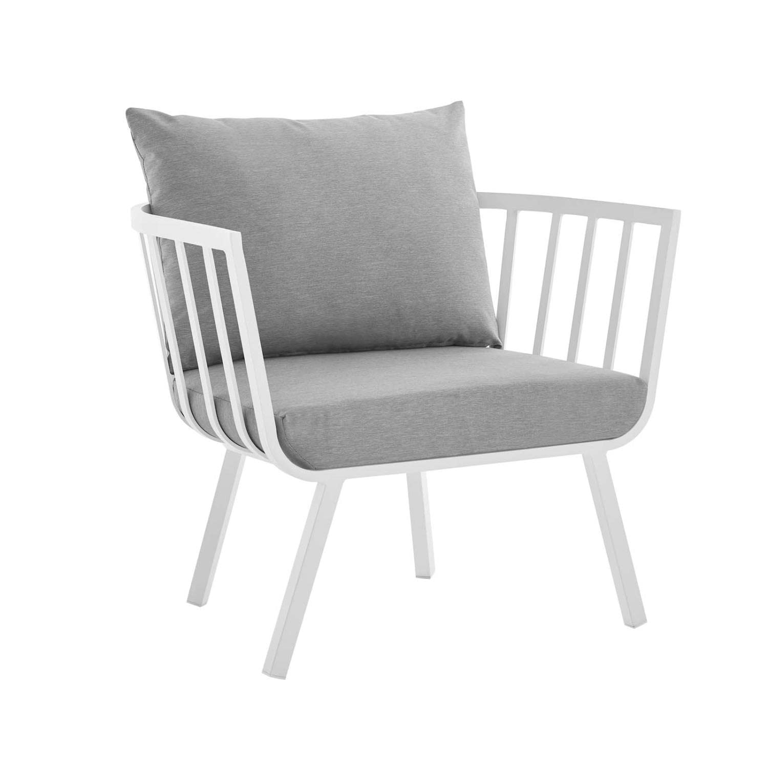 Modway Riverside Modern Fabric Outdoor Armchair In White/Gray (Set Of 2)