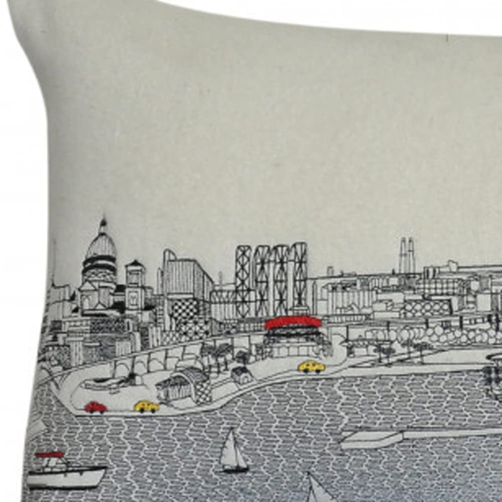 HomeRoots Cream 35' White Milwaukee Daylight Skyline Lumbar Decorative Pillow