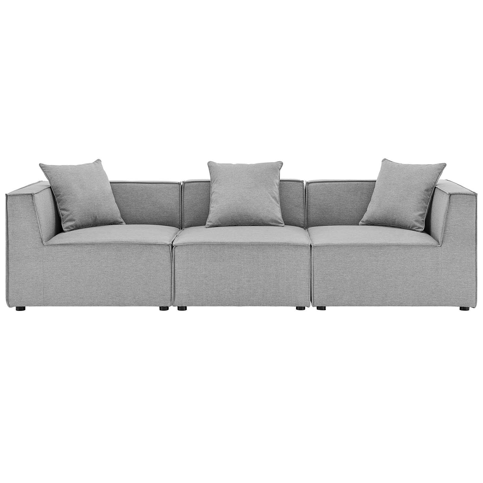 Modway Eei-4379-Gry Saybrook Outdoor Patio Upholstered 3-Piece Sectional Sofa, Gray