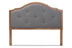 Baxton Studio Gala Vintage Classic Traditional Dark Grey Fabric Upholstered and Walnut Brown Finished Wood Queen Size Arched Headboard