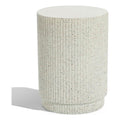 Luxenhome Cream Cement Round Outdoor Side Table, End Tables For Patio, Garden Small Accent Decorative Stool, Plant Stand Drum Table Indoor And Outdoor