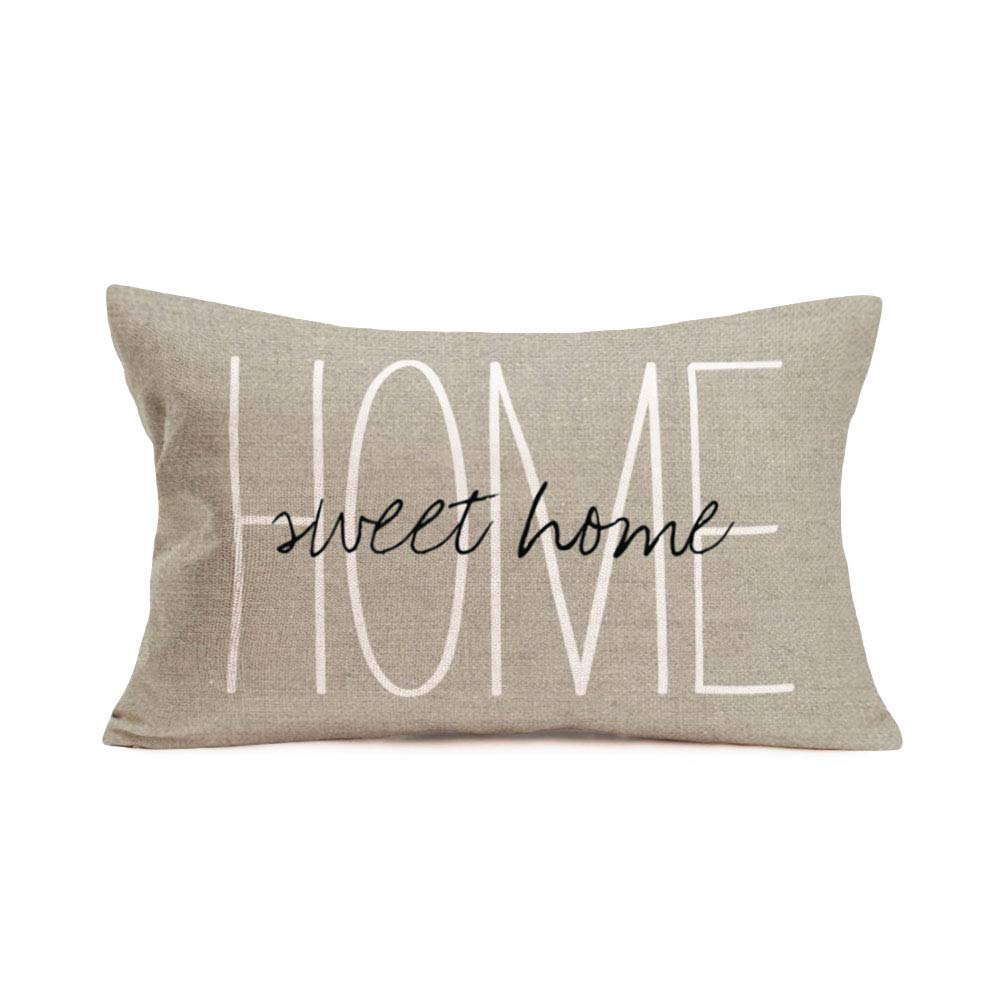 Fukeen Home Sweet Home Quotes Throw Pillow Covers Cotton Linen Waist Lumbar Personalized Throw Pillow Cases Blessing Family Hous