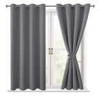 Hiasan Blackout Curtains For Bedroom, 52 X 54 Inches Long - Thermal Insulated & Light Blocking Window Curtains For Living Room, 2 Drape Panels Sewn With Tiebacks, Light Grey