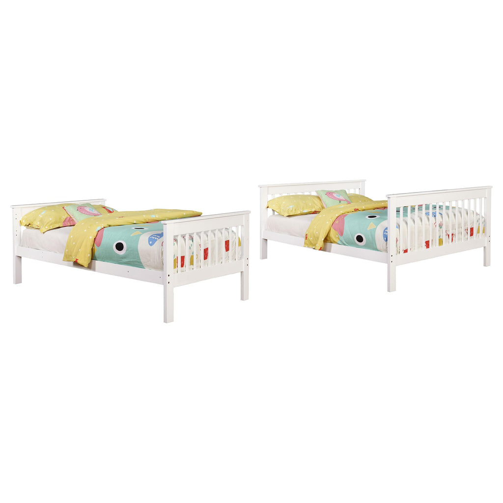 Coaster Home Furnishings Chapman Transitional Wood Twin Over Full Size Bunk Bed Frame with Ladder and Guardrails Fully Slatted Mattress Ready Foundation White 460260
