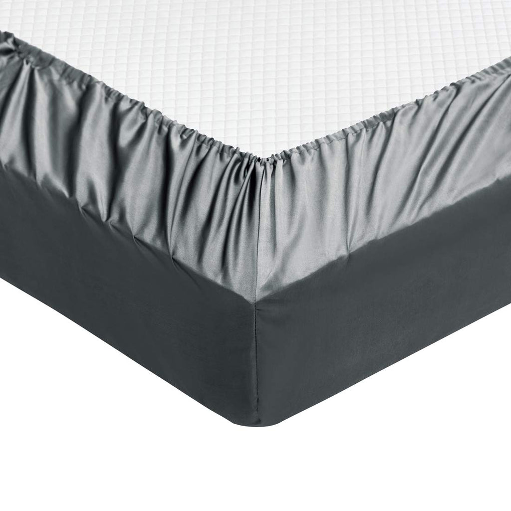 Treely 6 Piece Satin Sheets Queen Size Silky Smooth Grey Satin Sheet Set With Deep Pocket, Satin Fitted Sheet, Flat Sheet, 4 Sat