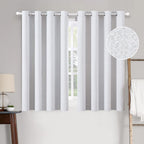 Miulee Linen Texture Full Blackout Curtain For Living Room Darkening,Thermal Insulated Grommet Curtain For Bedroom,Room Darkening Curtains For Kitchen,52X54 Inch Length 2 Panels Greyish White