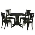 East West Furniture Shelton 5 Piece Dining Set for 4 Includes a Round Kitchen Table with Pedestal and 4 Dinette Chairs, 42x42 Inch, Black