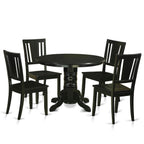 East West Furniture Shelton 5 Piece Dining Set for 4 Includes a Round Kitchen Table with Pedestal and 4 Dinette Chairs, 42x42 Inch, Black