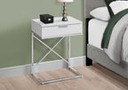 Monarch Specialties 24" H Accent Side Table With Rectangular Top And Chrome Metal Base - Glossy White