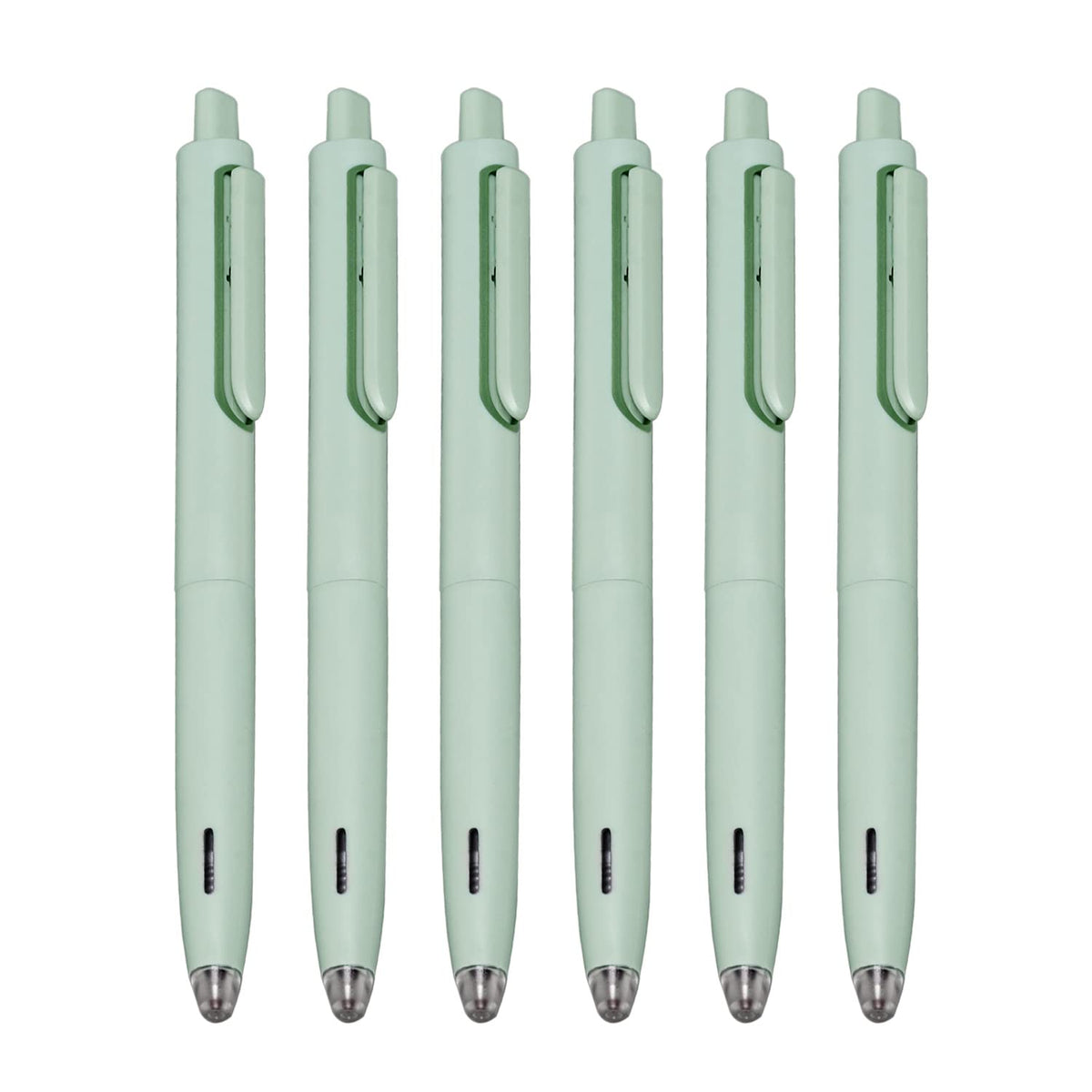 Xize Sh Black Ink Pens For Writing Note Taking 0.5Mm Fineliner Silent Pressing Cute Pens,6 Count,Green Barrel