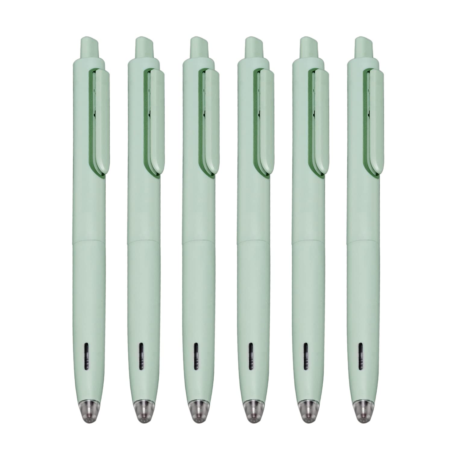 Xize Sh Black Ink Pens For Writing Note Taking 0.5Mm Fineliner Silent Pressing Cute Pens,6 Count,Green Barrel