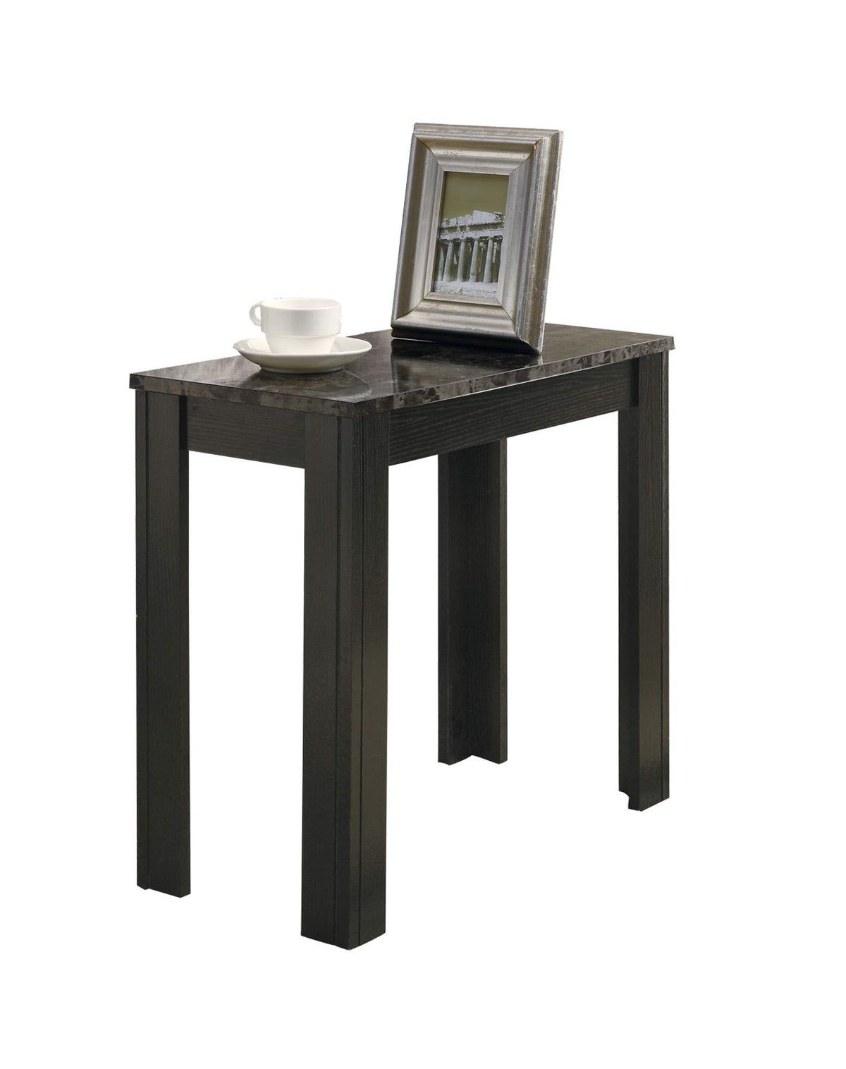 Monarch specialties , Accent Side Table, Marble-Look Top, Black/Grey, 24'L