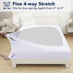 Purefit Stretchy Box Spring Cover Twin - Elastic Fitted Box Spring Wrap Around 4 Sides, Wrinkle & Fading Resistant Fits Twin Size Beds, White
