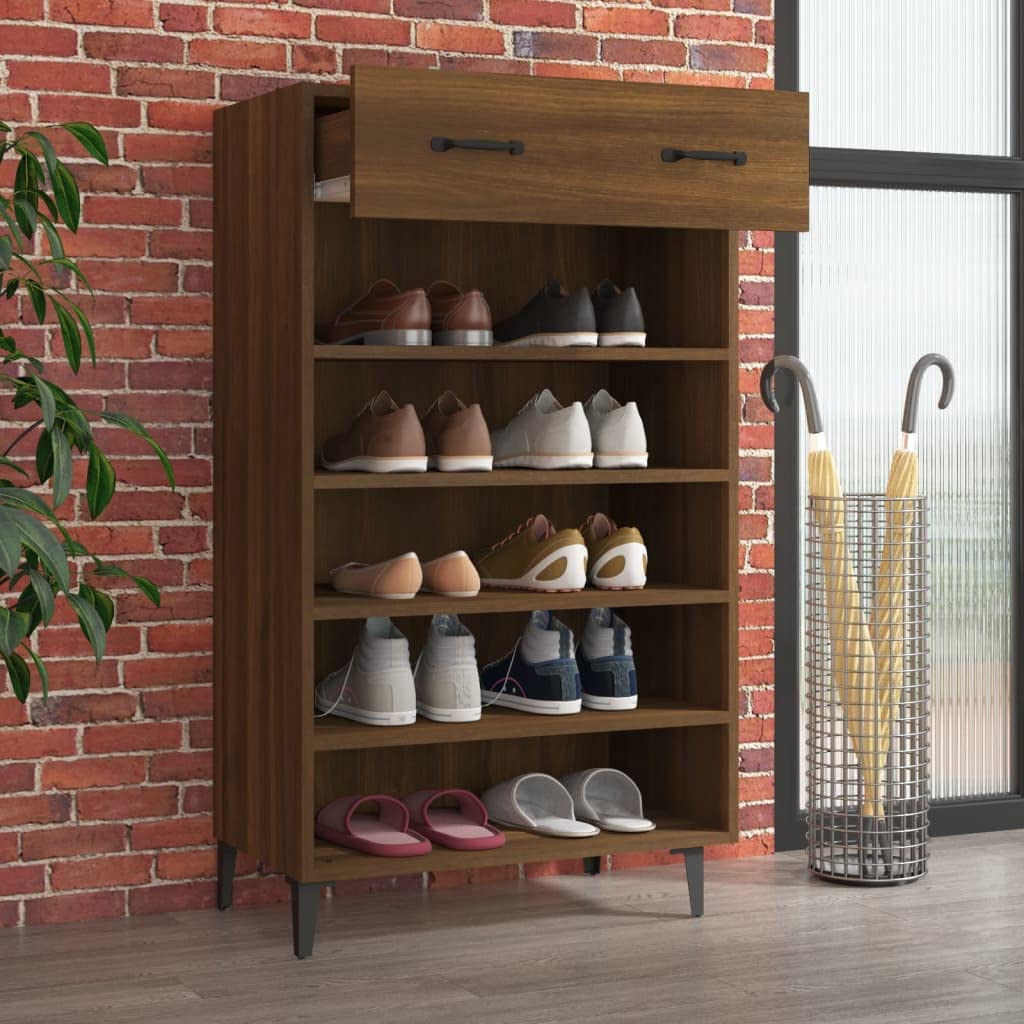 vidaXL Shoe Cabinet Brown Oak 23.6&quot;x13.8&quot;x41.3&quot; Engineered Wood