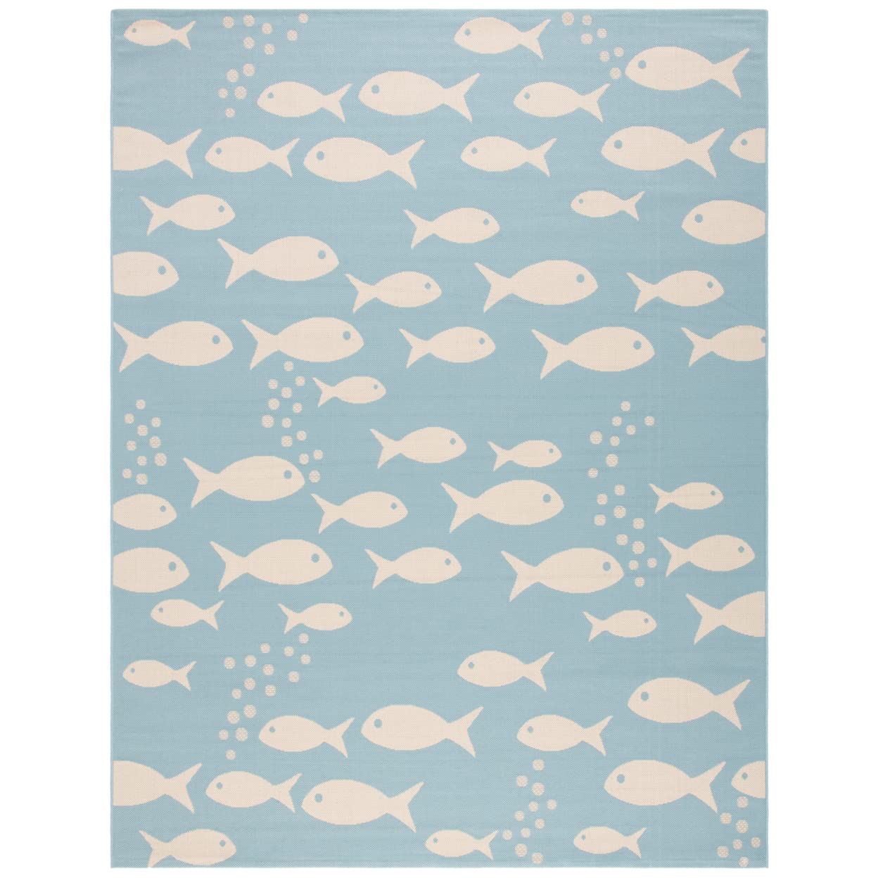 Safavieh Courtyard Collection Cy6012 Indoor/Outdoor Non-Shedding Stain Ant Patio Backyard Area Rug, 6'7' X 9'6', Aqua/Beige