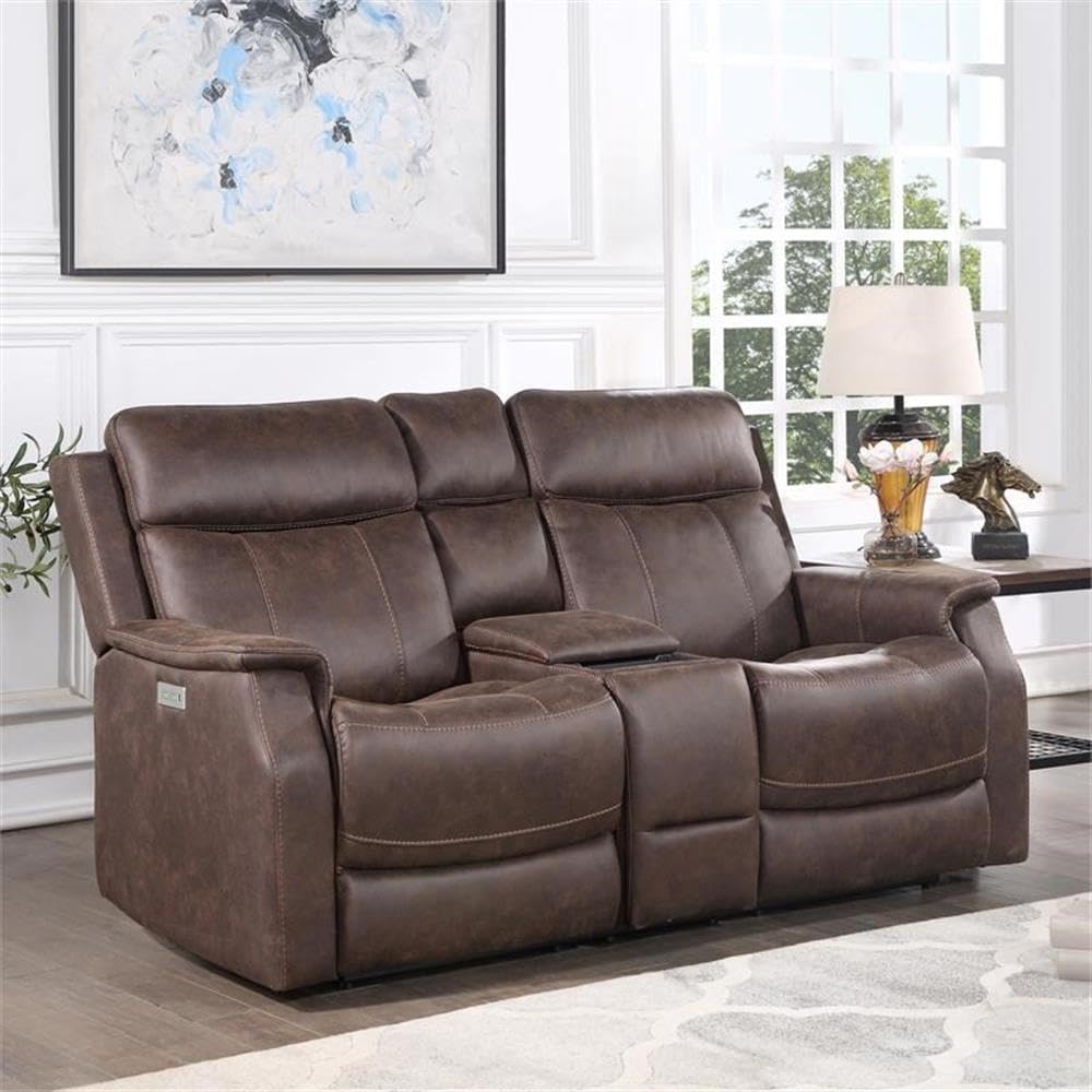 Steve Silver Valencia Walnut Brown Faux Leather 3-Piece Dual Power Reclining Set
