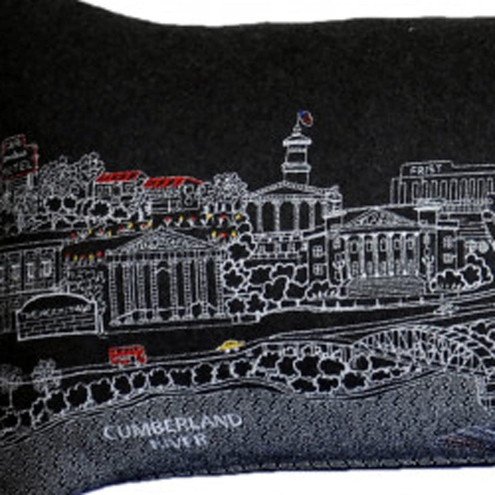 HomeRoots Grey 45' Black Nashville Nighttime Skyline Lumbar Decorative Pillow