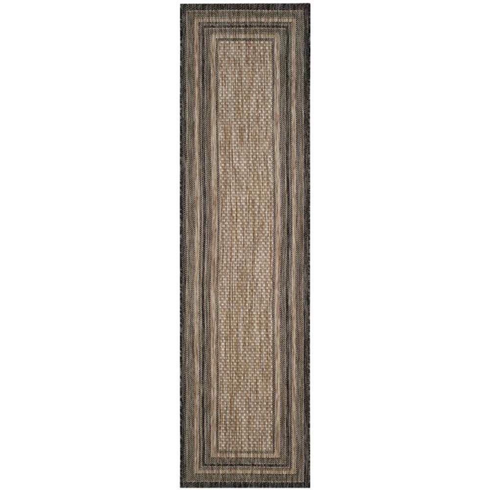 Safavieh Courtyard Collection 2'3' X 6'7' Natural / Black Cy8475 Indoor-Outdoor Waterproof Easy-Cleaning Patio Backyard Mudroom Runner-Rug