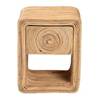 bali & pari Rosina Bohemian Rattan Nightstand with 1 Drawer, Brown - Stylish Natural Decor for Bedroom