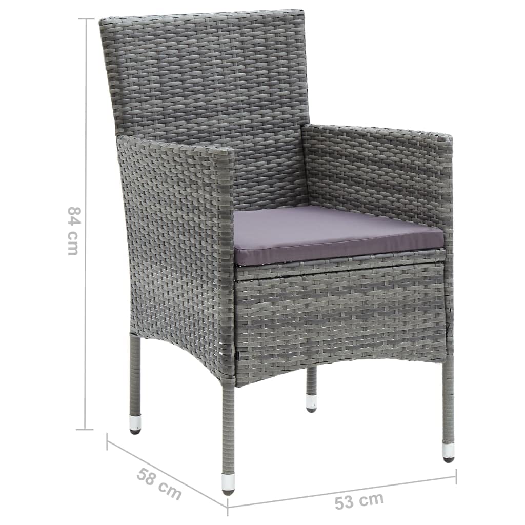 vidaXL Patio Dining Set 5 Piece Outdoor Garden Terrace Yard Patio Table and Chair Seating Seat Sitting Chair Dining Set Furniture Gray