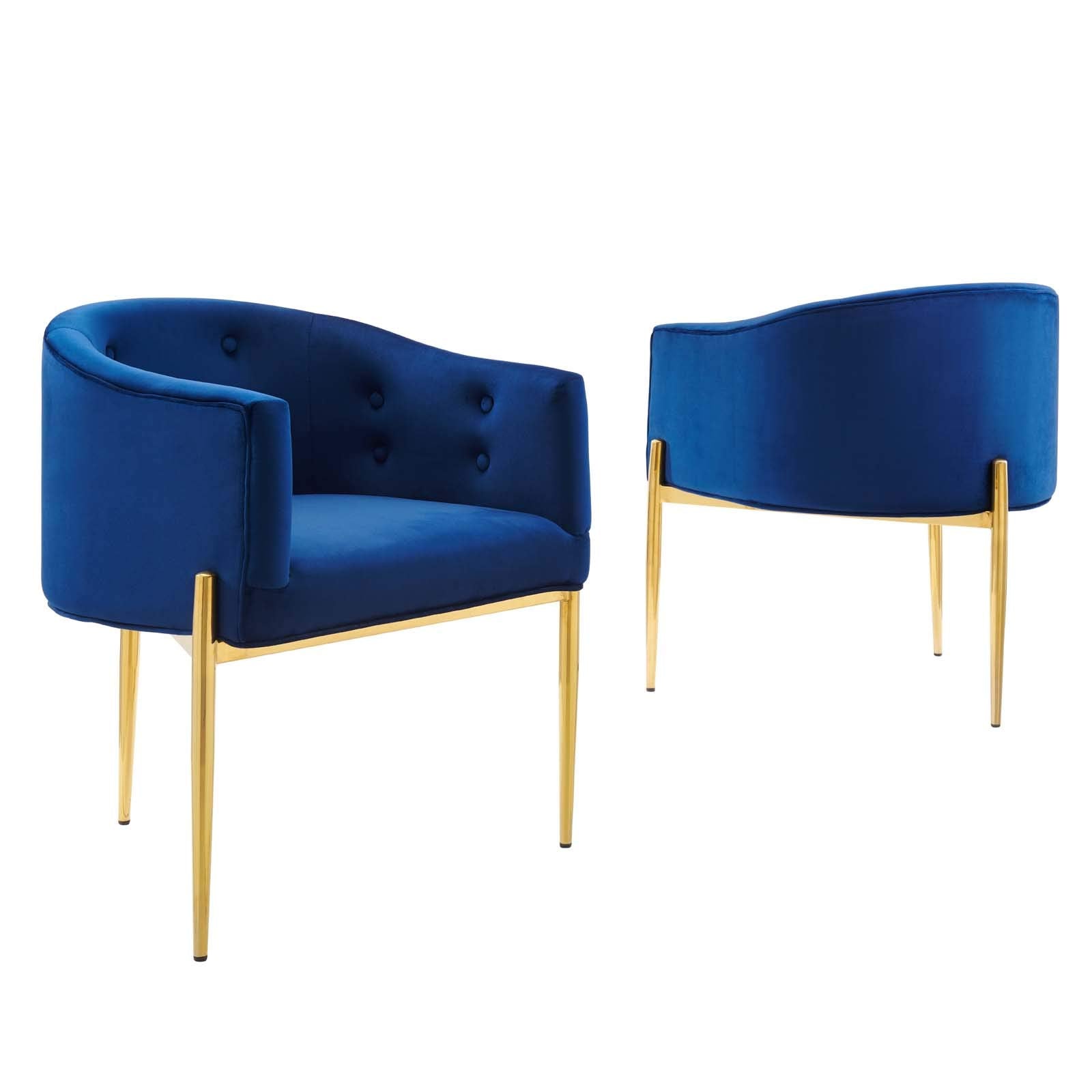 Modway Savour Tufted Performance Velvet Accent Chairs In Navy - Set Of 2