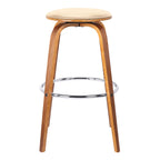 HomeRoots Poplar, Faux Leather, Chrome Metal 26" Cream Faux Leather Backless Modern Swivel Bar