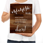 Andaz Press Wedding Party Signs, Rustic Wood Print, 8.5X11-Inch, Build Your Own Mimosa Pick A Juice, Pour The Bubbly Champagne,