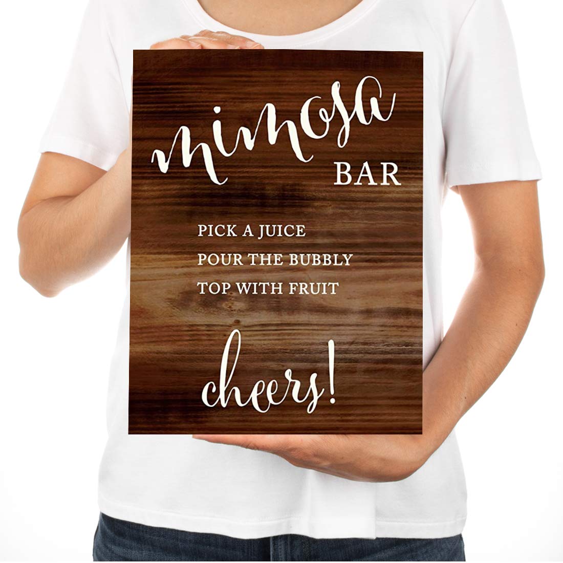 Andaz Press Wedding Party Signs, Rustic Wood Print, 8.5X11-Inch, Build Your Own Mimosa Pick A Juice, Pour The Bubbly Champagne,
