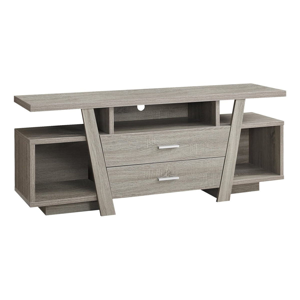 Monarch Specialties Dark Taupe with 2 Storage Drawers TV Stand, 60'