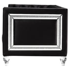 Acme Heibero Button Tufted Velvet Upholstered Loveseat with 2 Pillows in Black