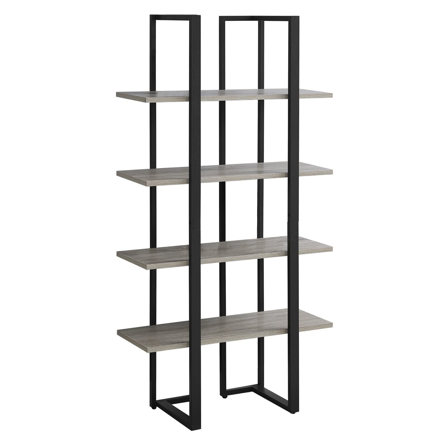 Monarch Specialties I Bookcase-60 H Black Metal, Dark Taupe
