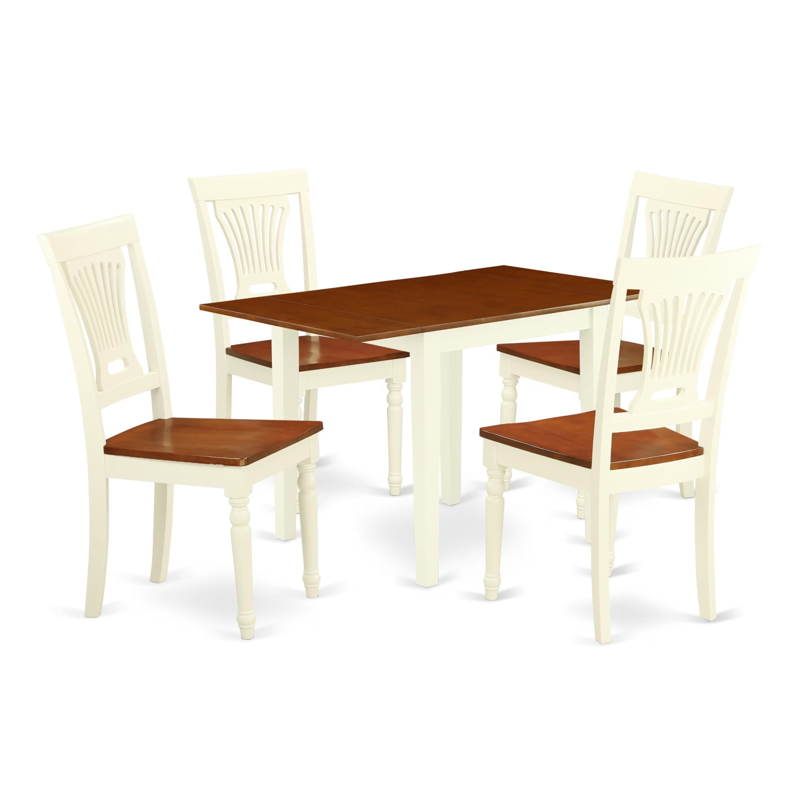 East West Furniture Ndpl5-Whi-W 5 Piece Dining Room Table Set Includes A Rectangle Kitchen Table With Dropleaf And 4 Dining Chairs, 30X48 Inch, Buttermilk & Cherry
