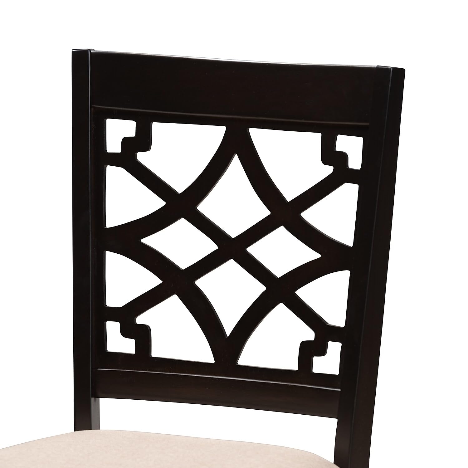 Baxton Studio Mael Modern and Contemporary Sand Fabric Upholstered Espresso Brown Finished Wood Dining Chair - Set of 4