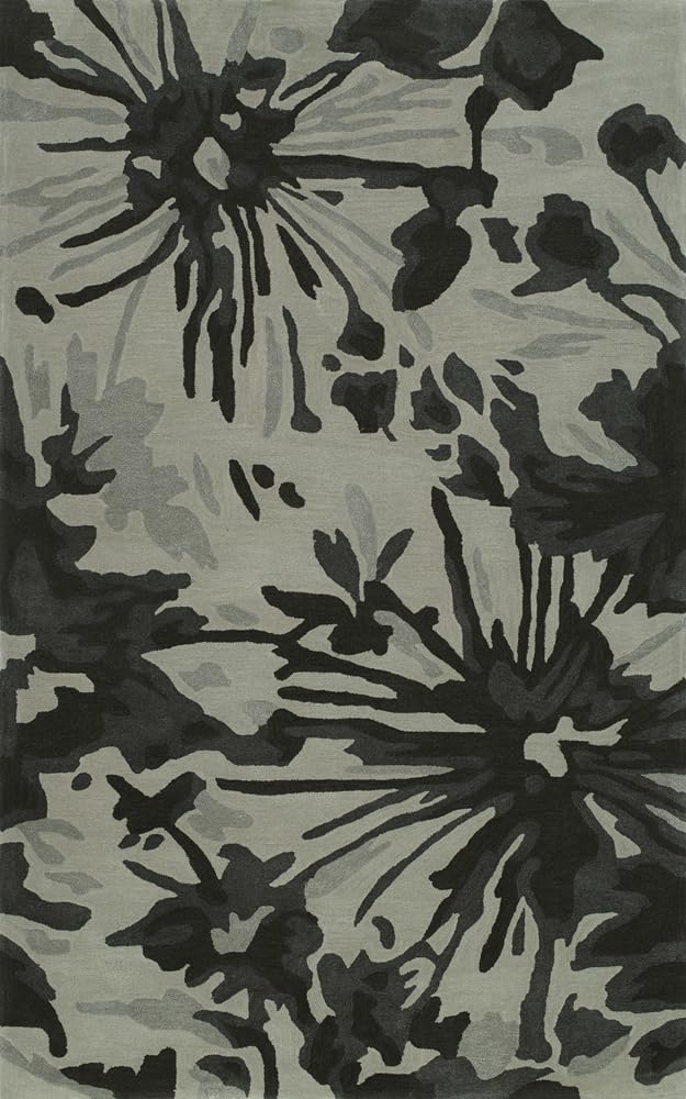 Dalyn Santino Area Rug SO44 So44 Steel Steel Petals Vines 3' 6' x 5' 6' Rectangle