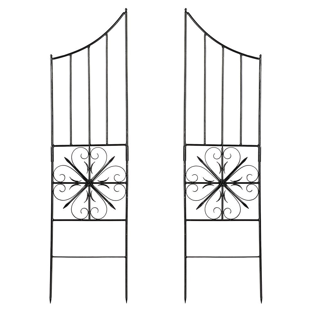 Achla Designs Vft-22S Aldrich Ii Support Wrought Iron Garden Trellis For Climbing Plants, Graphite
