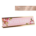 Boss Babe Desk Plate / 2' X 8' Chic Pink Floral Office Desk Sign/Cubicle Name Plate Coworker Present/Made In The Usa