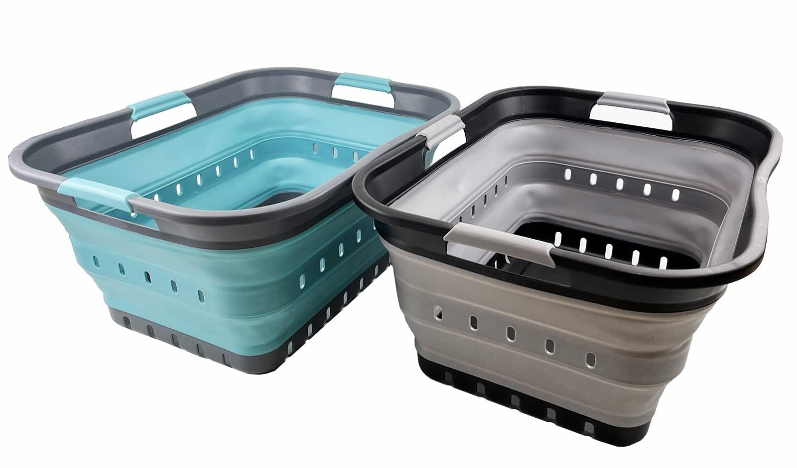 SAMMART 42L (11 gallon) Set of 2 Collapsible Laundry Basket - Foldable Pop Up Storage Container/Organizer - Portable Basket - Sp