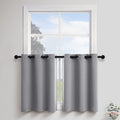 Kitchen Blackout Short Curtains Grommet Top Light Grey 30 Inches Long Room Darkening Small Curtain Tiers for Bathroom Window Tre