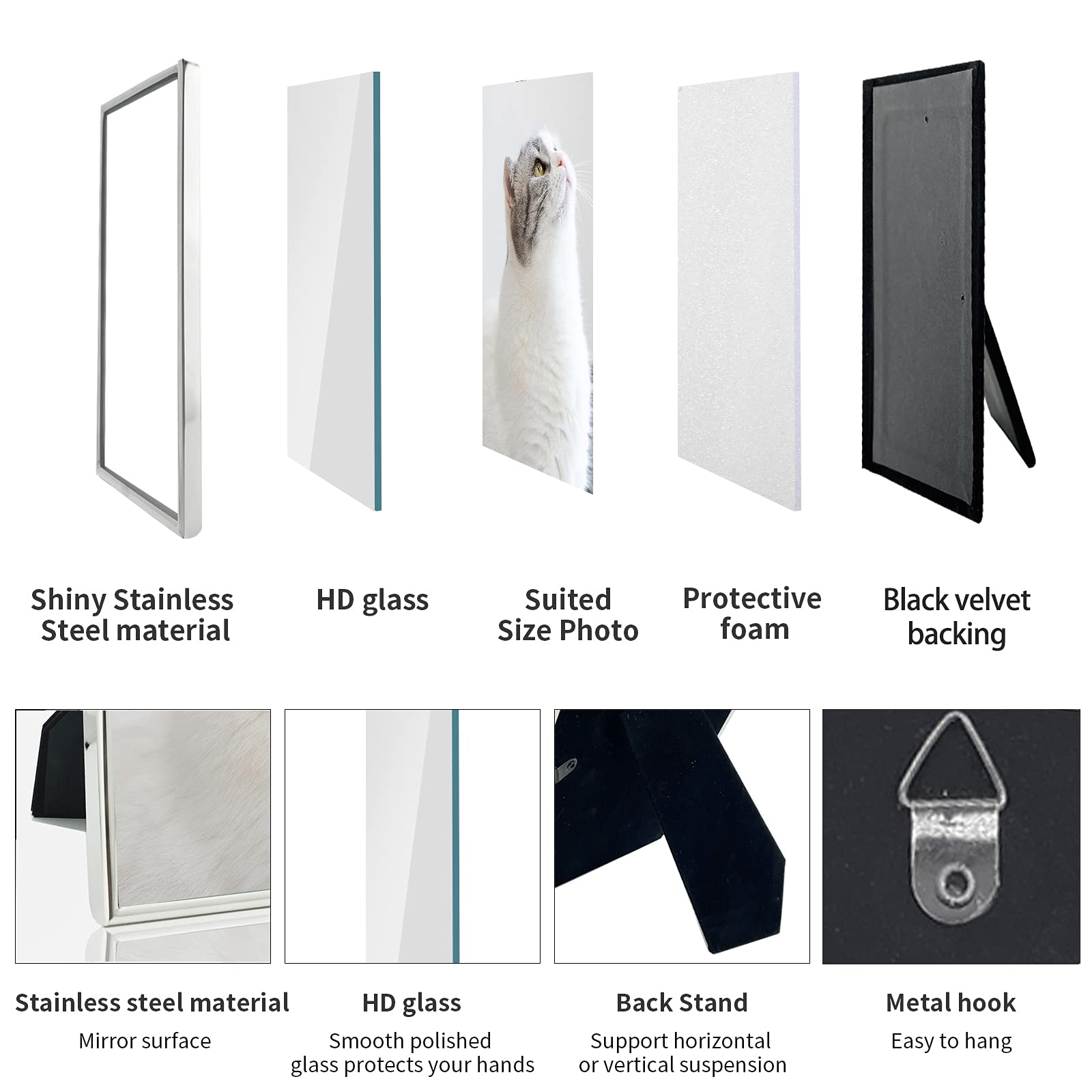 Decanit 4X6 Picture Frame Metal, Thin Profile Photo Frame 4 By 6 Inch, Display For Wall Or Tabletop,Silver