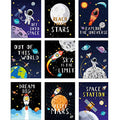 Blulu 9 Pieces Outer Space Decor for Kids Room Boy Bedroom Space Posters 8 x 10 Inch Cute Inspirational Art Decoration for Boys 