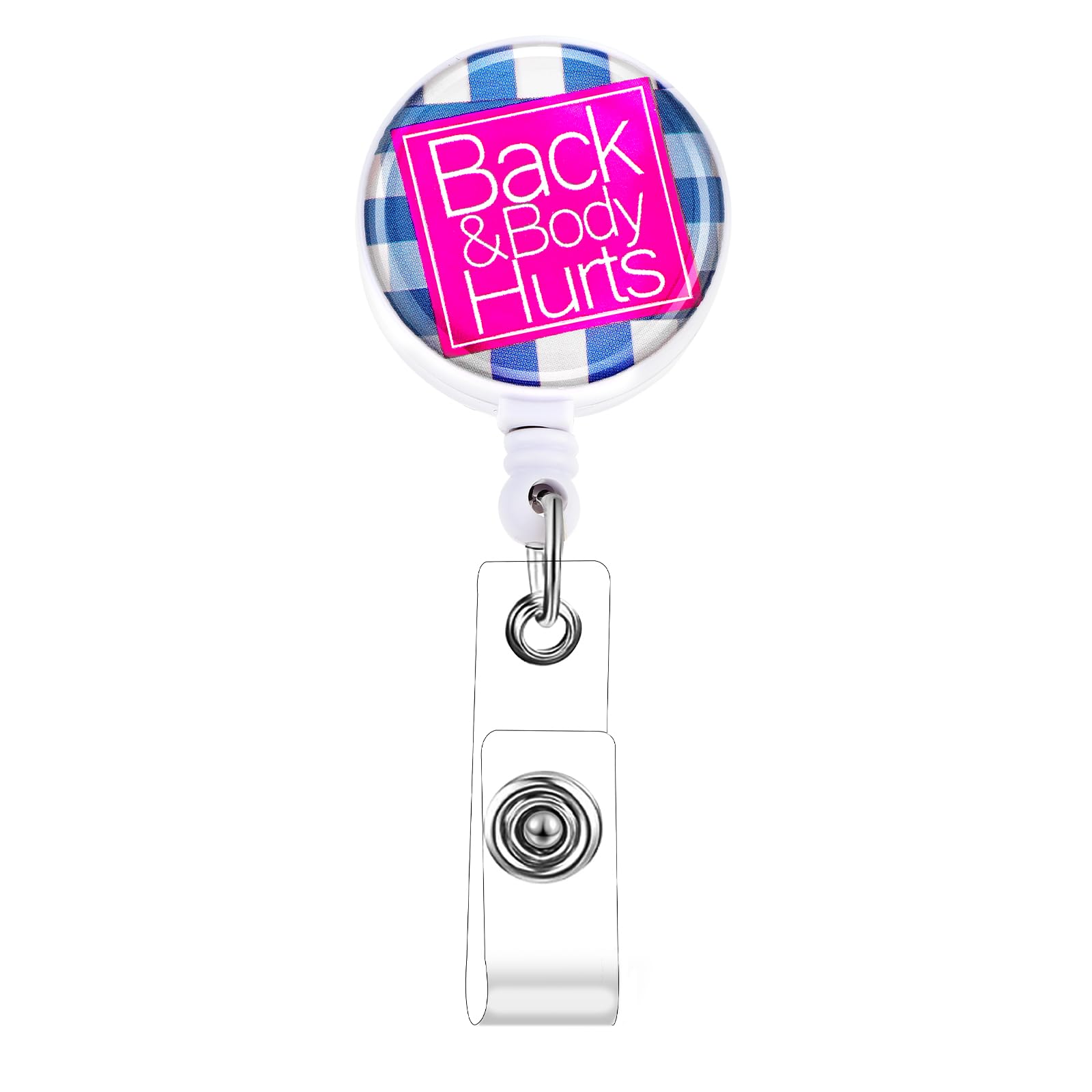 Gjinxi Back & Body Hurts Badge Reels Holder Retractable Id Clip For Nurse Name Tag Card, Retractable Keychain Heavy Duty Cute Fu