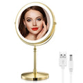 AMZTOLIFE 8  Lighted Makeup Mirror, 10X Makeup Mirror with Lights, Double Sided Dimmable Magnifying Mirror with Light, Rechargea