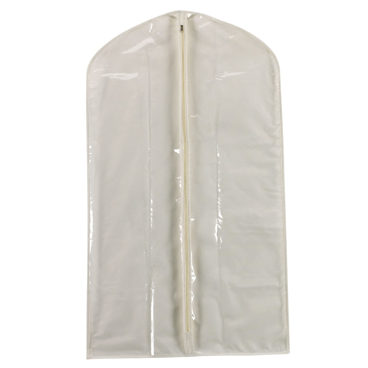 Household Essentials 311393 Hanging Garment Bag | Suit and Jacket Protector | Natural Cotton Canvas with Clear Vinyl Cover, Off