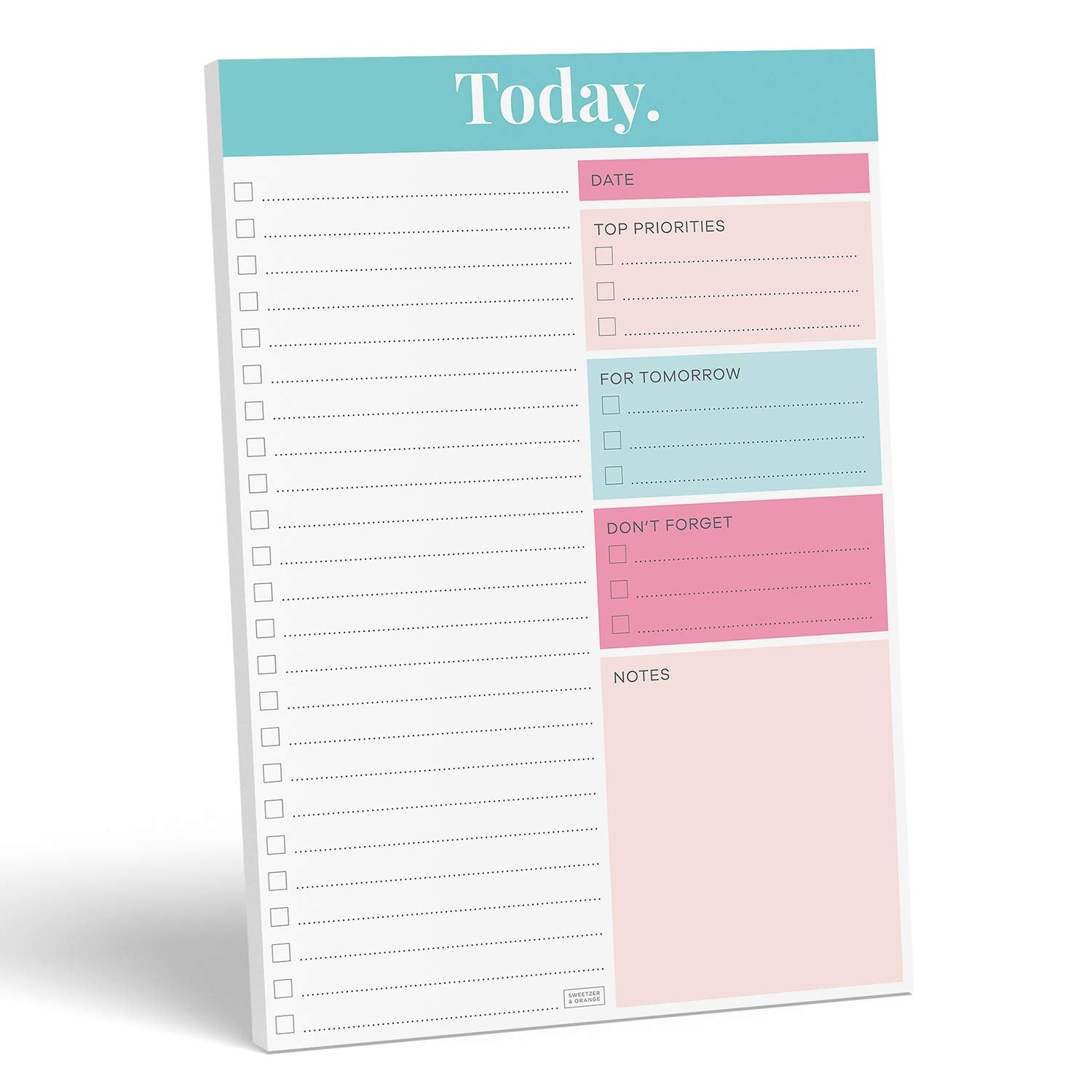 Sweetzer & Orange Daily Planner 2024, Undated Planner To Do List Notepad. 7X10    Day Planner Note Pad. Checklist Productivity O