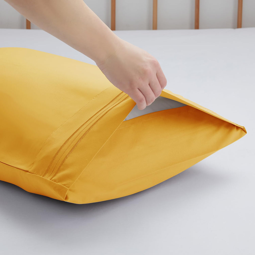 Nestl Yellow King Pillow Cases 2 – Soft King Size Pillow Case, 1800 Brushed Microfiber Pillowcases, Envelope Closure Pillowcase, King Pillow Covers, King Size Pillow Cases Set Of 2, 20X40 Inches