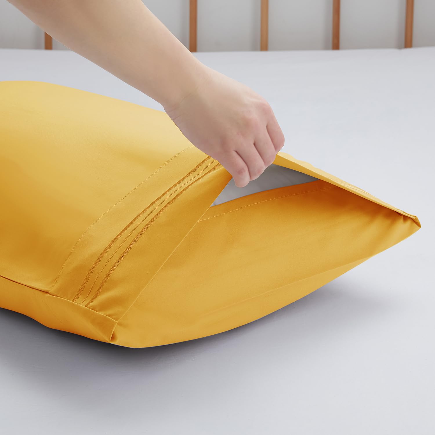 Nestl Yellow King Pillow Cases 2 – Soft King Size Pillow Case, 1800 Brushed Microfiber Pillowcases, Envelope Closure Pillowcase, King Pillow Covers, King Size Pillow Cases Set Of 2, 20X40 Inches